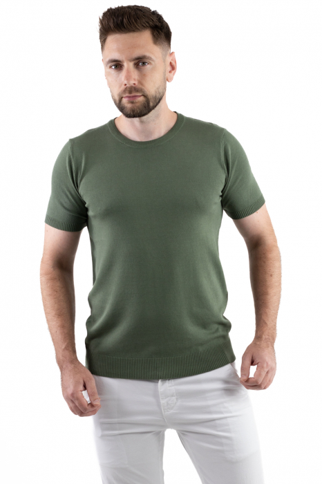 Tricou verde simplu barbati din tricot [7]