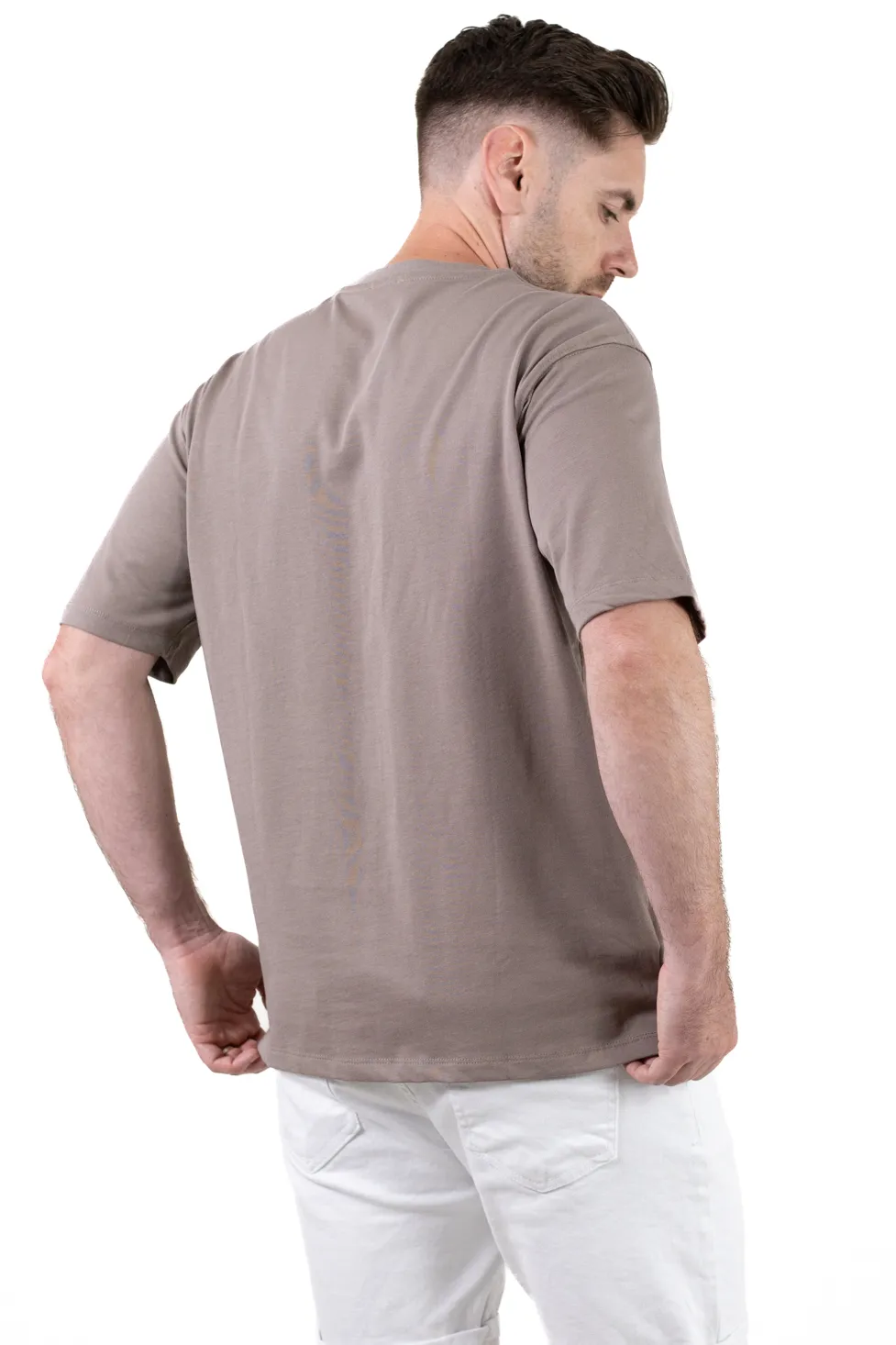 Tricou oversize kaki bumbac cu buzunar pentru bărbați [2]