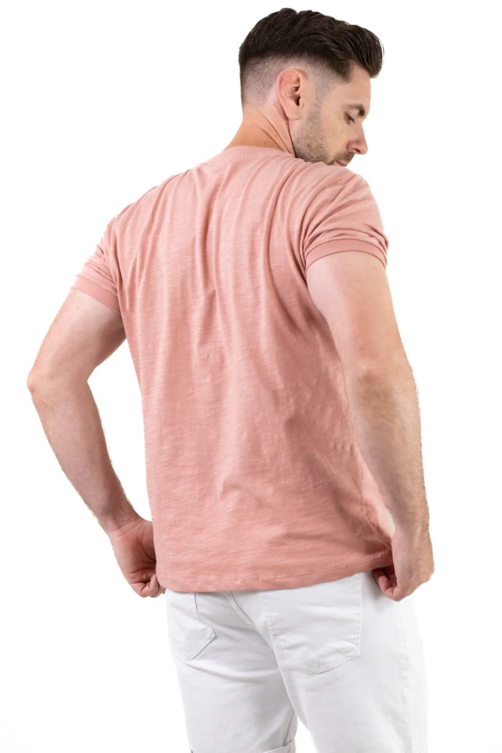Tricou bărbați piersică 100% bumbac cu buzunar ascuns [3]