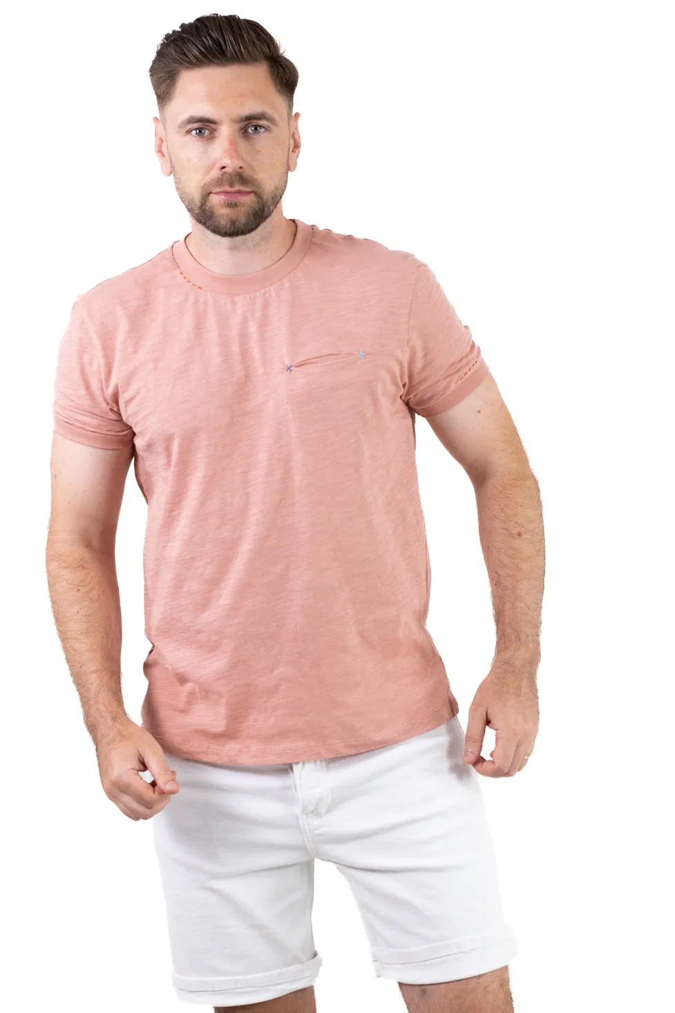 Tricou bărbați piersică 100% bumbac cu buzunar ascuns [2]
