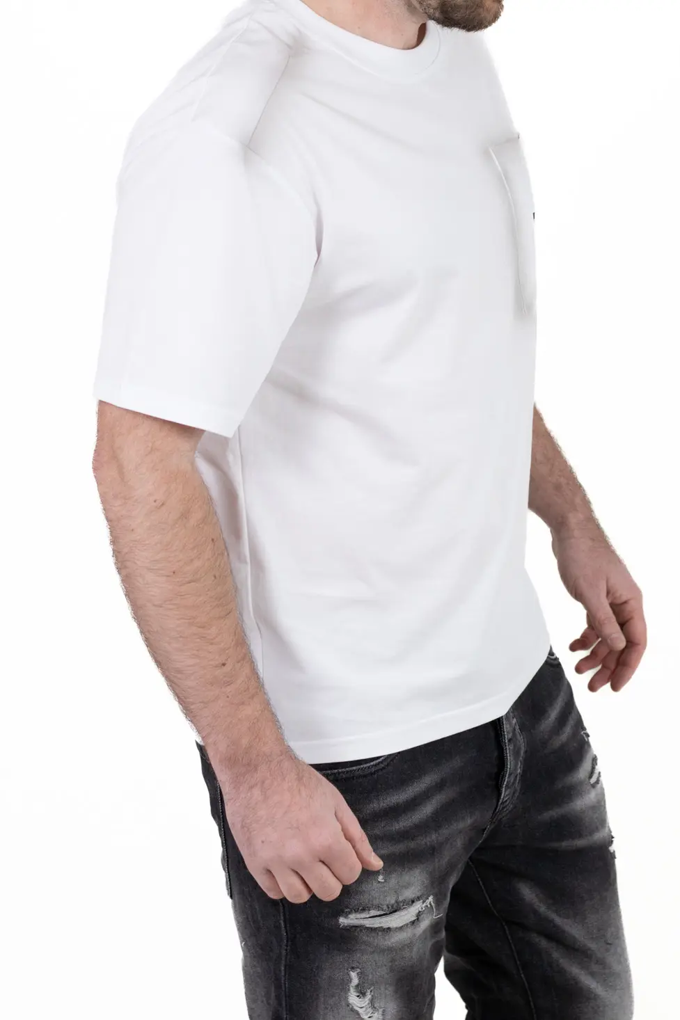 Tricou Oversize alb Bărbați – Material Dens cu Logo [4]