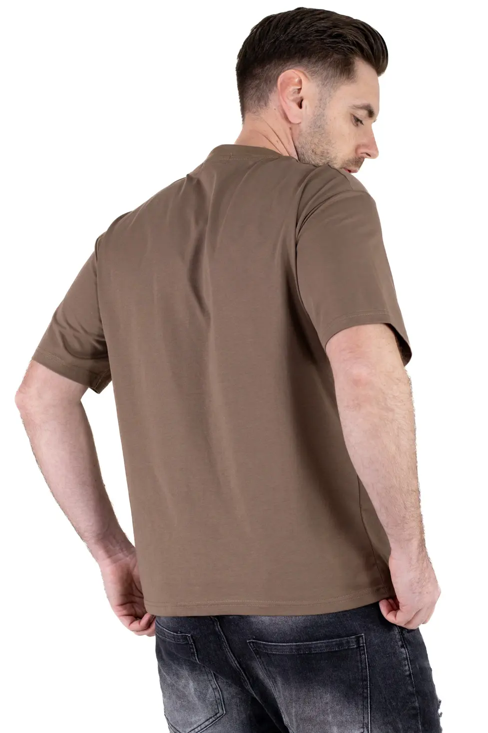 Tricou Oversize maro Bărbați – Material Dens cu Logo [5]