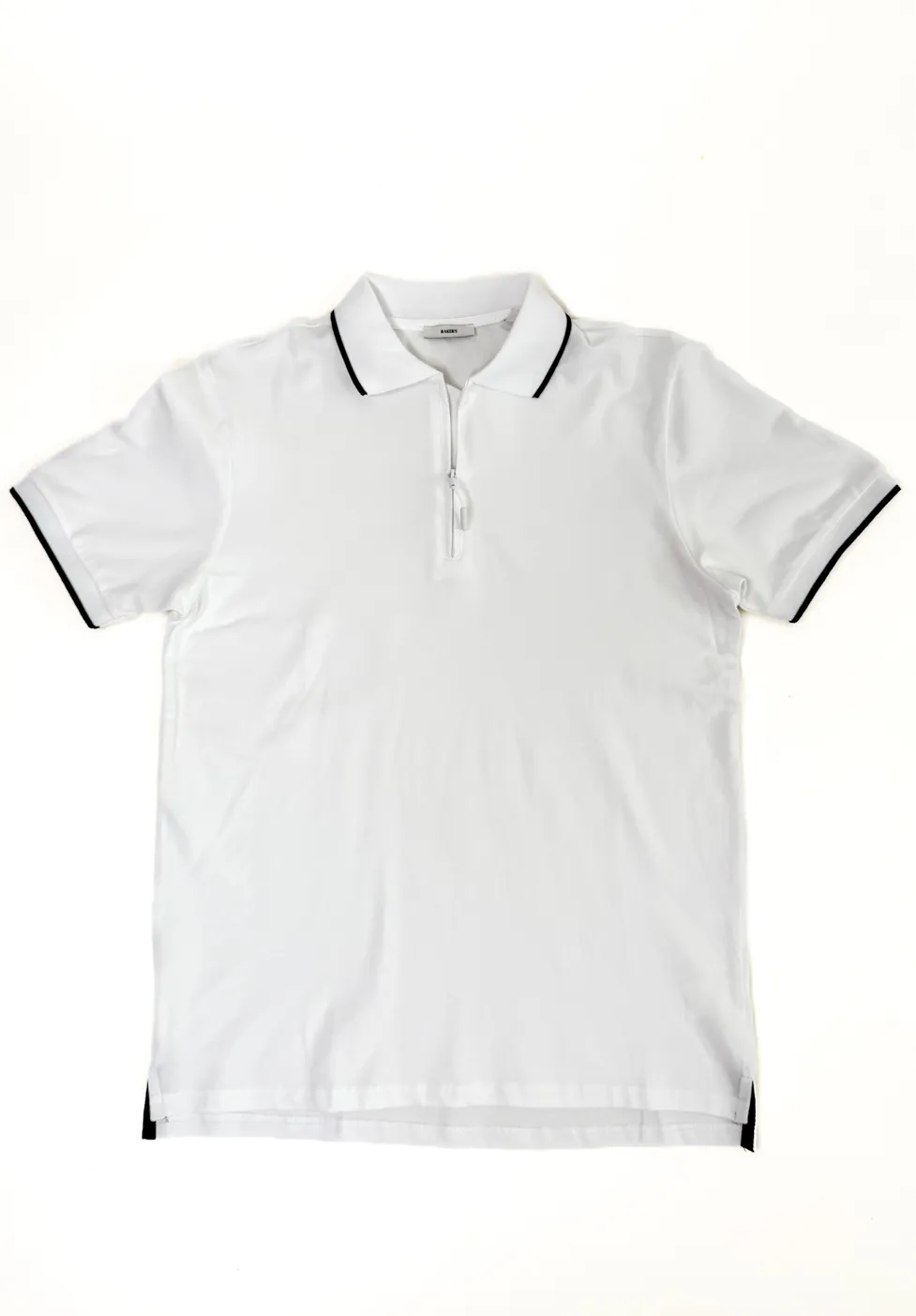 Tricou Polo Alb cu fermoar și detalii negre – Eleganță Casual la Superlativ [7]