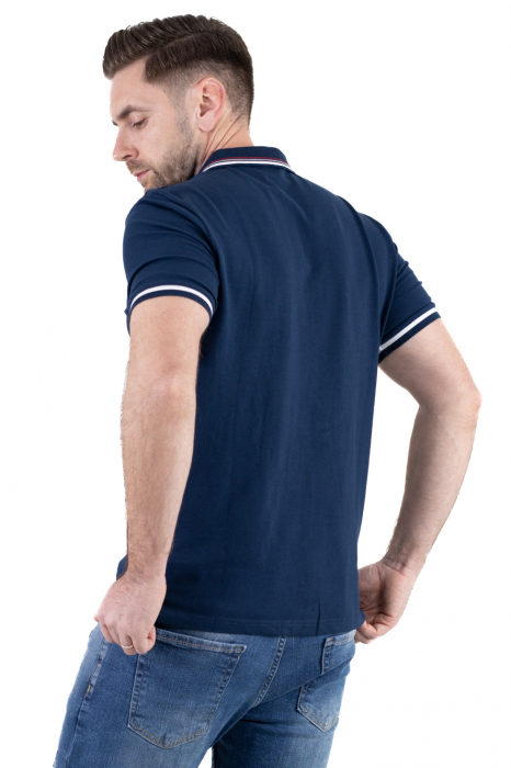 Tricou bleumarin cu guler scurt si 2 nasturi [6]
