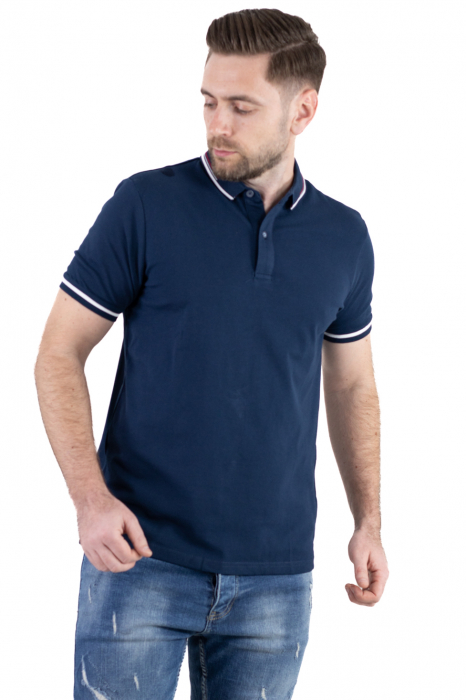 Tricou bleumarin cu guler scurt si 2 nasturi [5]