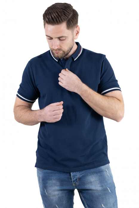 Tricou bleumarin cu guler scurt si 2 nasturi [4]