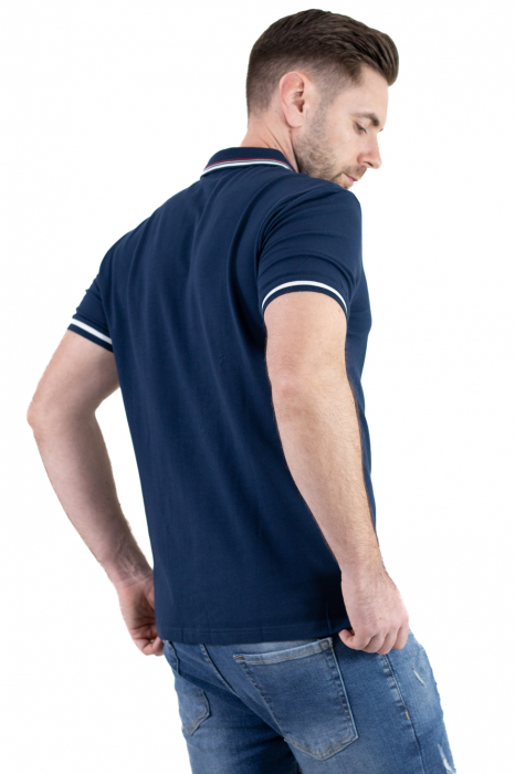 Tricou bleumarin cu guler scurt si 2 nasturi [8]