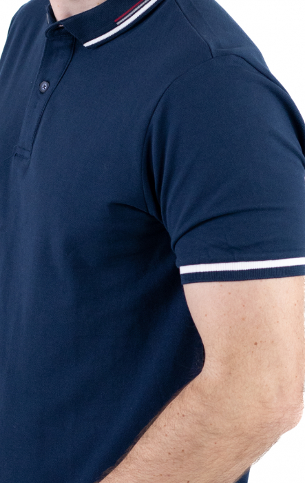 Tricou bleumarin cu guler scurt si 2 nasturi [2]