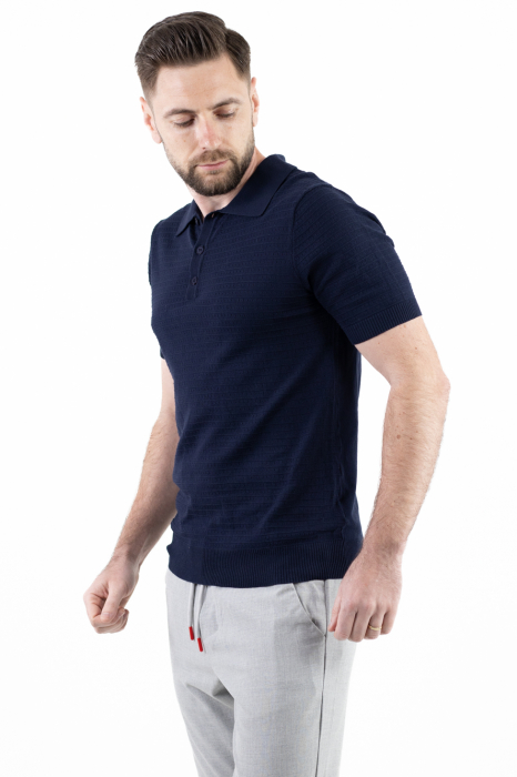 Tricou polo barbati din tricot bleumarin [5]