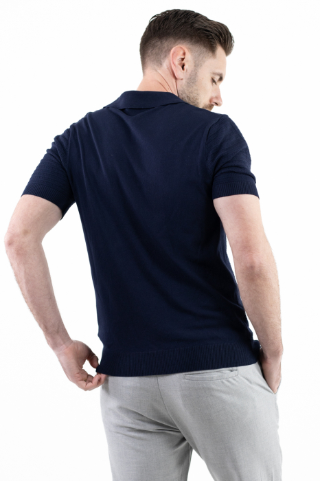 Tricou polo barbati din tricot bleumarin [3]