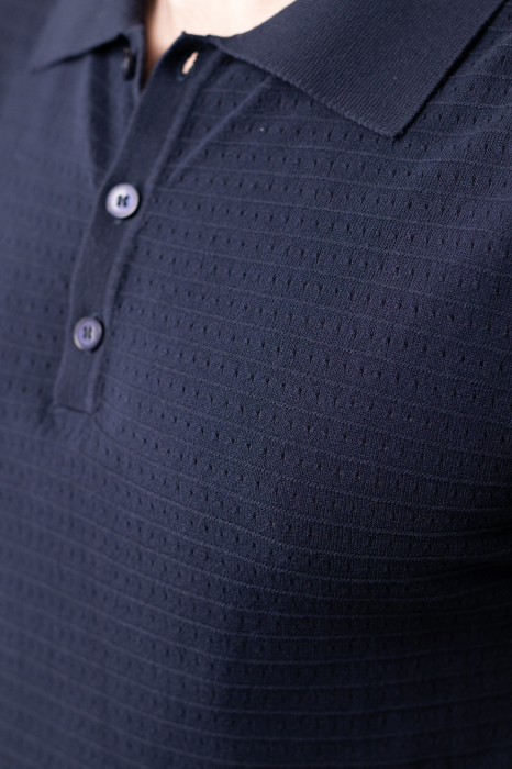 Tricou polo barbati din tricot bleumarin [8]
