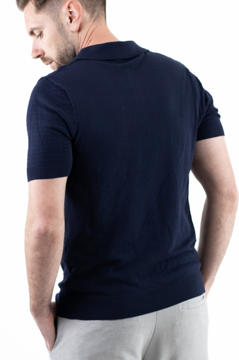 Tricou polo barbati din tricot bleumarin [7]