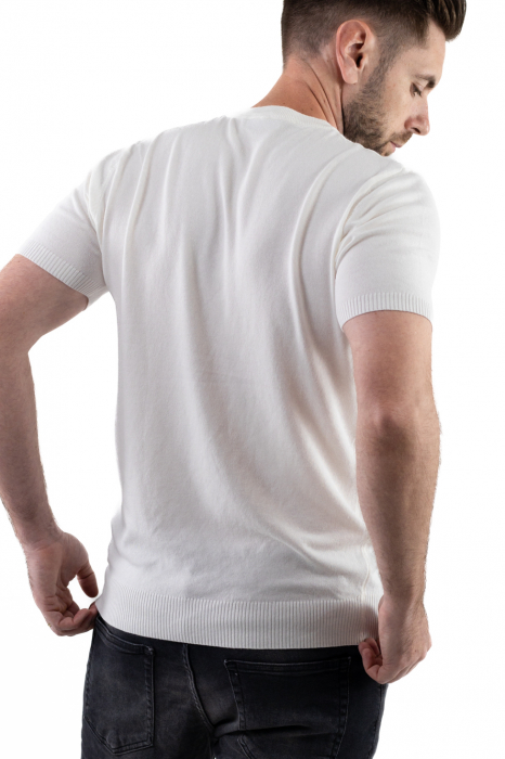 Tricou alb simplu barbati din tricot [3]