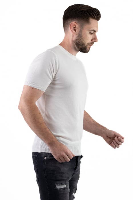Tricou alb simplu barbati din tricot [5]