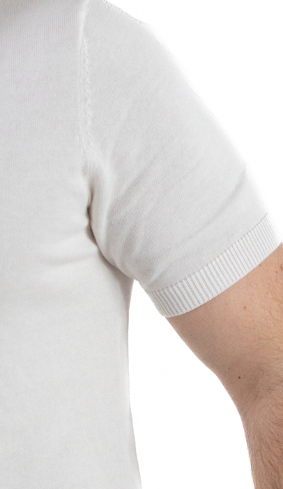 Tricou alb elegant cu guler normal si fermoar [9]