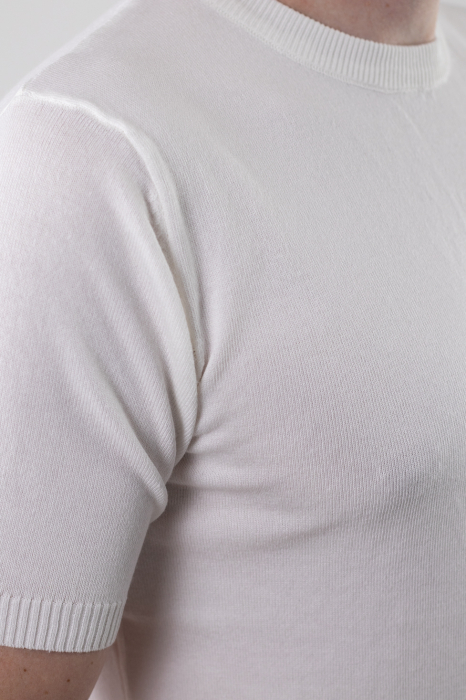 Tricou alb simplu barbati din tricot [7]