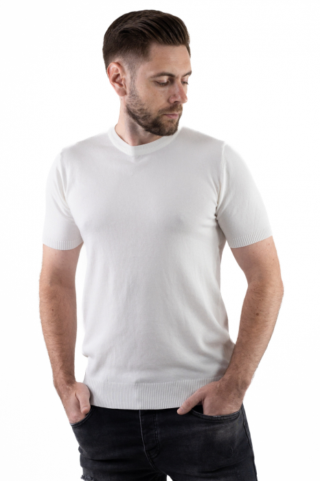 Tricou alb simplu barbati din tricot [6]