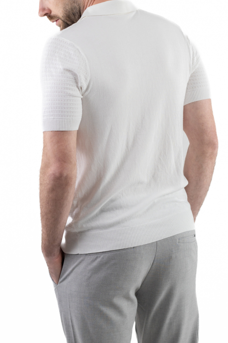Tricou polo barbati din tricot alb [6]