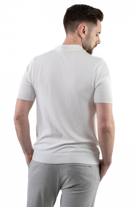 Tricou polo barbati din tricot alb [3]