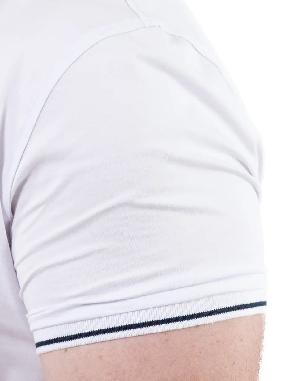 Tricou Polo Bărbați Alb, 95% Bumbac cu Lycra, Guler 3 Nasturi, Detalii Contrastante [7]