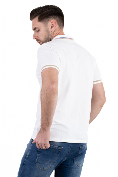 Tricou polo alb cu guler scurt si 2 nasturi [8]
