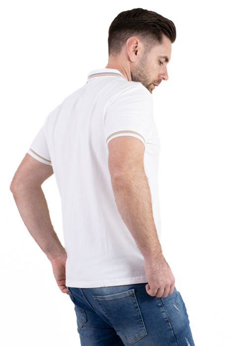 Tricou polo alb cu guler scurt si 2 nasturi [7]