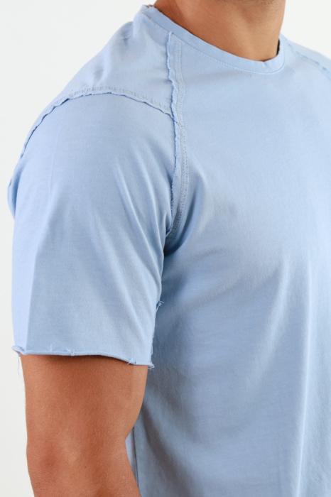 Tricou simplu lung barbati bleu [3]
