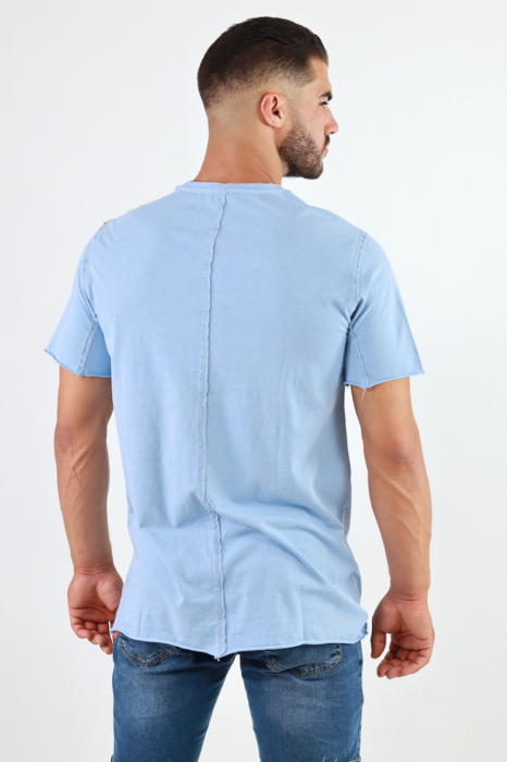 Tricou simplu lung barbati bleu [6]