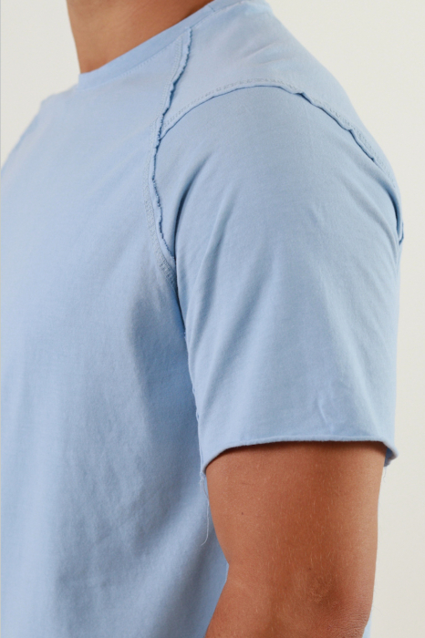 Tricou simplu lung barbati bleu [4]