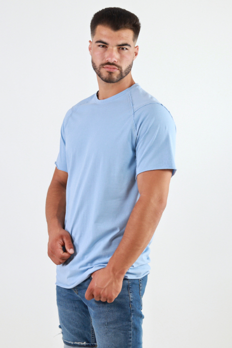 Tricou simplu lung barbati bleu [7]