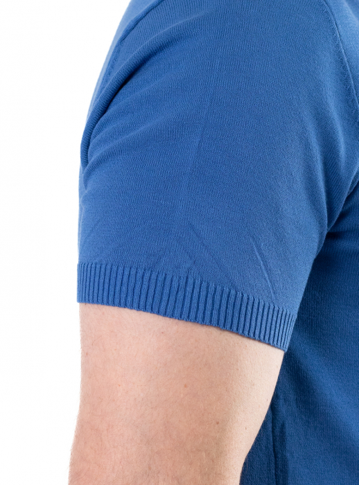 Tricou albastru simplu barbati din tricot [7]
