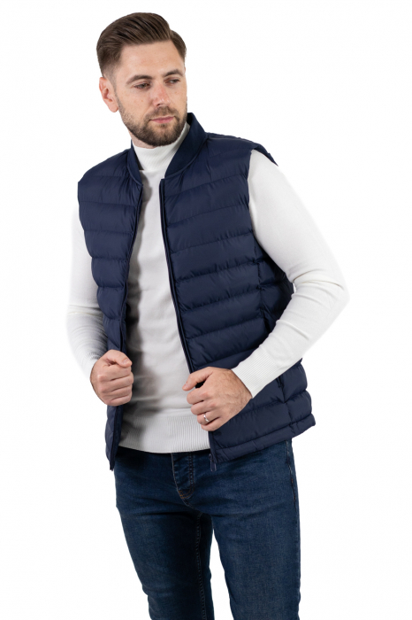 Vestă matlasată din fâș bleumarin pentru bărbați [7]