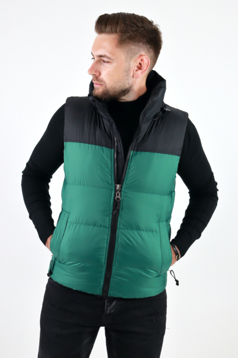 Vesta verde barbati cu guler inalt [1]