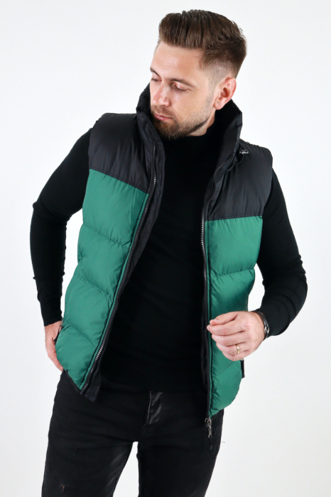 Vesta verde barbati cu guler inalt [3]