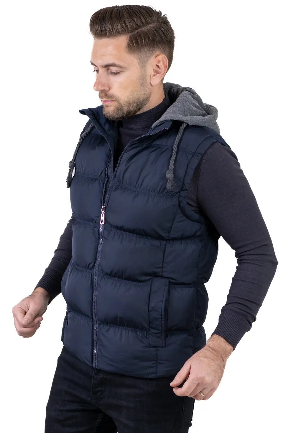 Vestă groasă bărbați cu glugă detașabilă bleumarin [4]