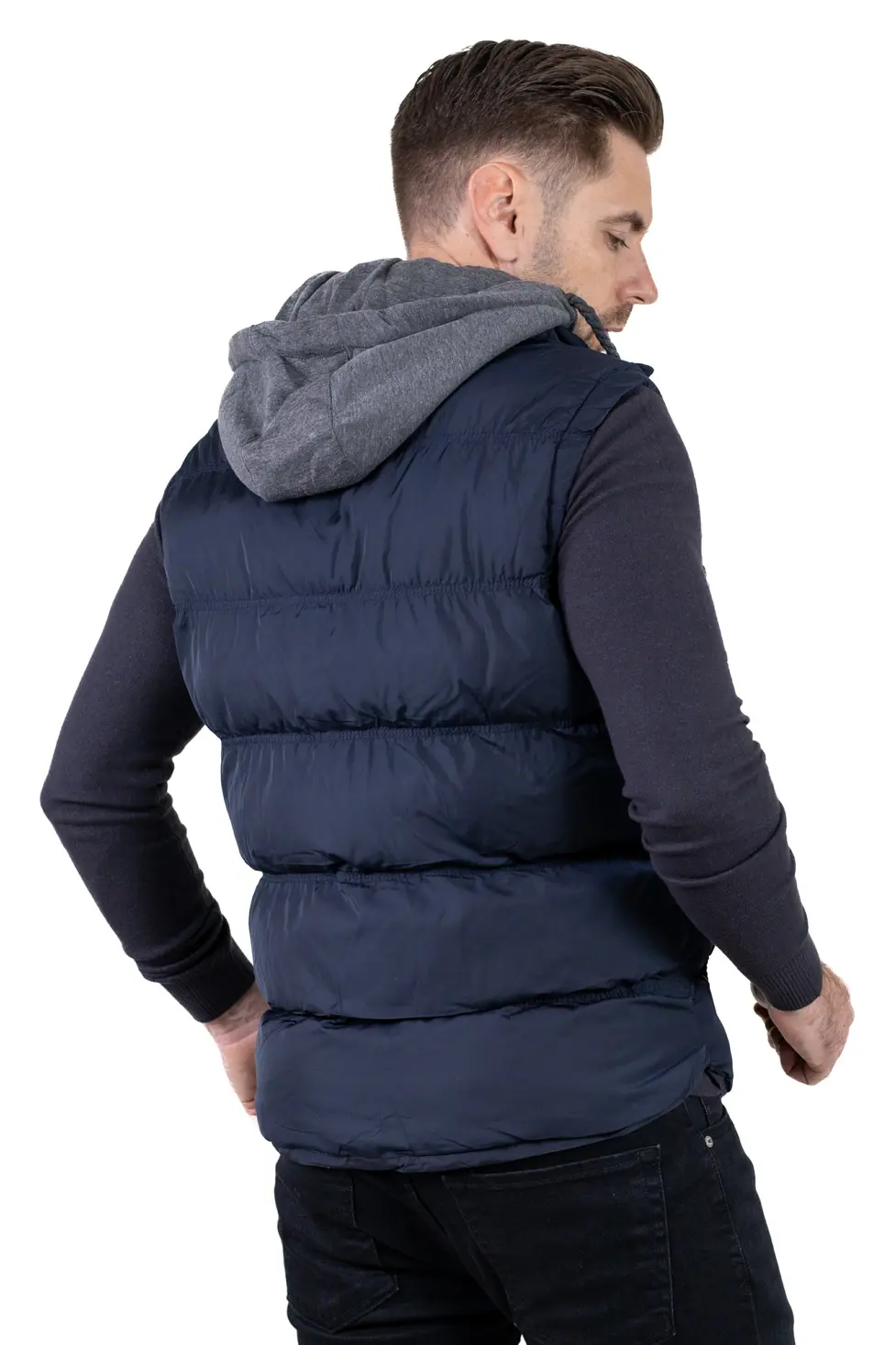 Vestă groasă bărbați cu glugă detașabilă bleumarin [5]