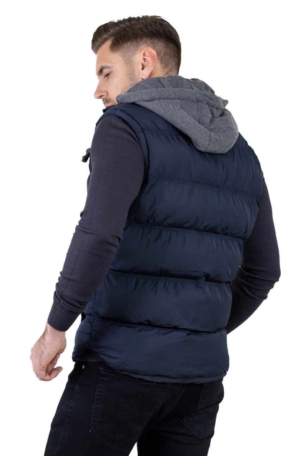 Vestă groasă bărbați cu glugă detașabilă bleumarin [6]