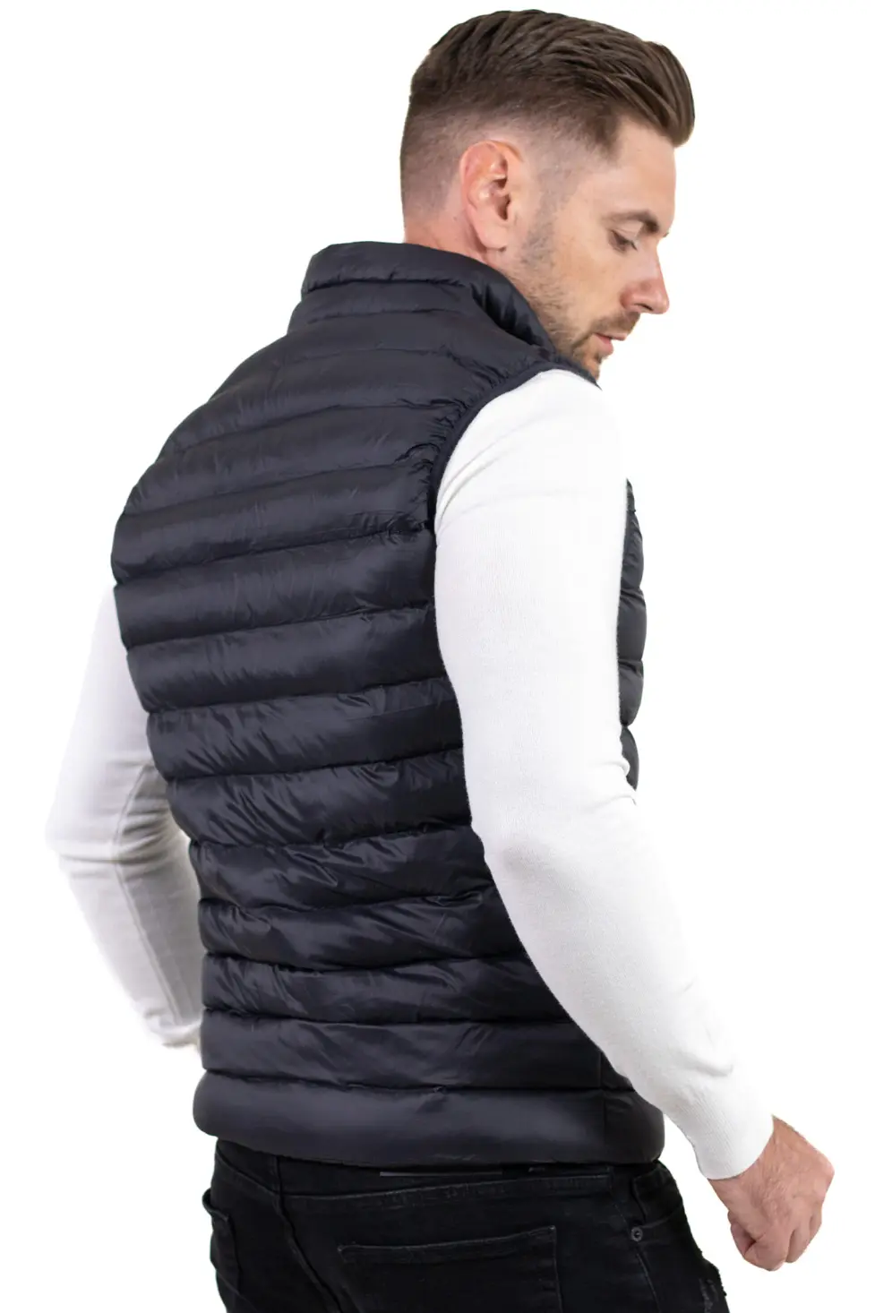 Vestă matlasată neagra bărbați – grosime medie, casual [5]