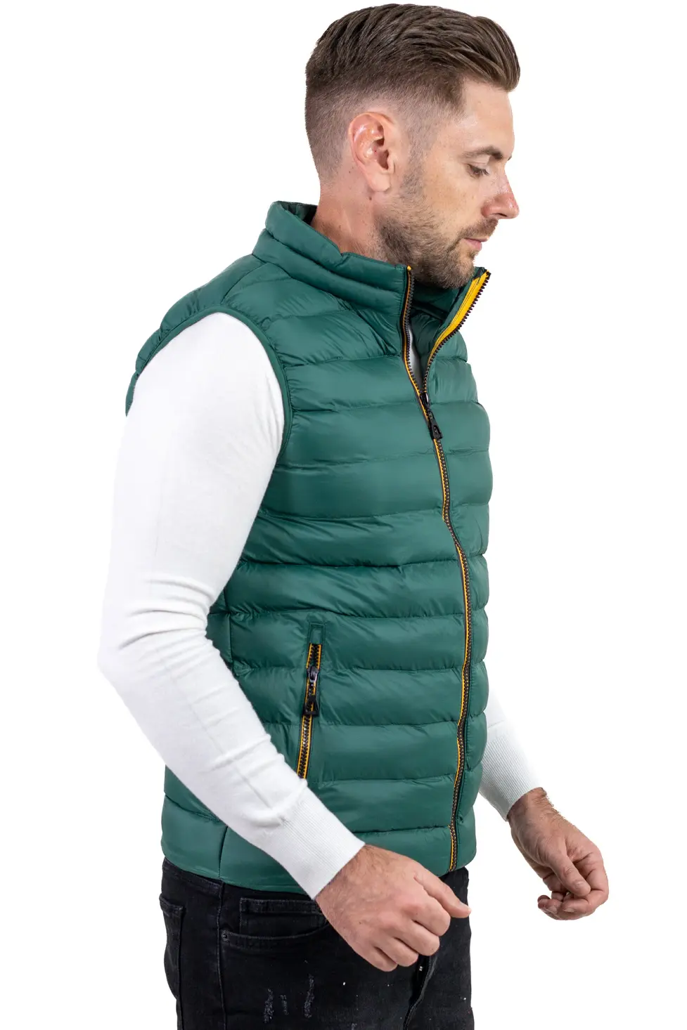 Vestă matlasată verde bărbați – grosime medie, casual [4]