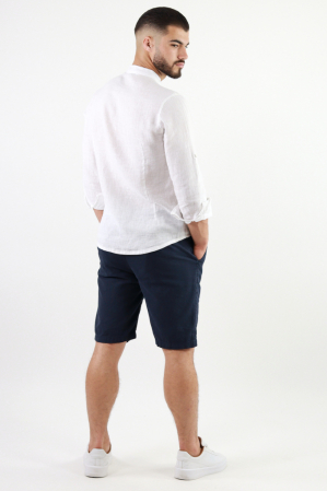 Pantaloni scurti din in bleumarin [6]