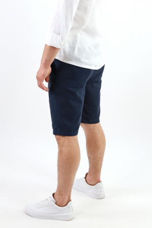 Pantaloni scurti din in bleumarin [7]