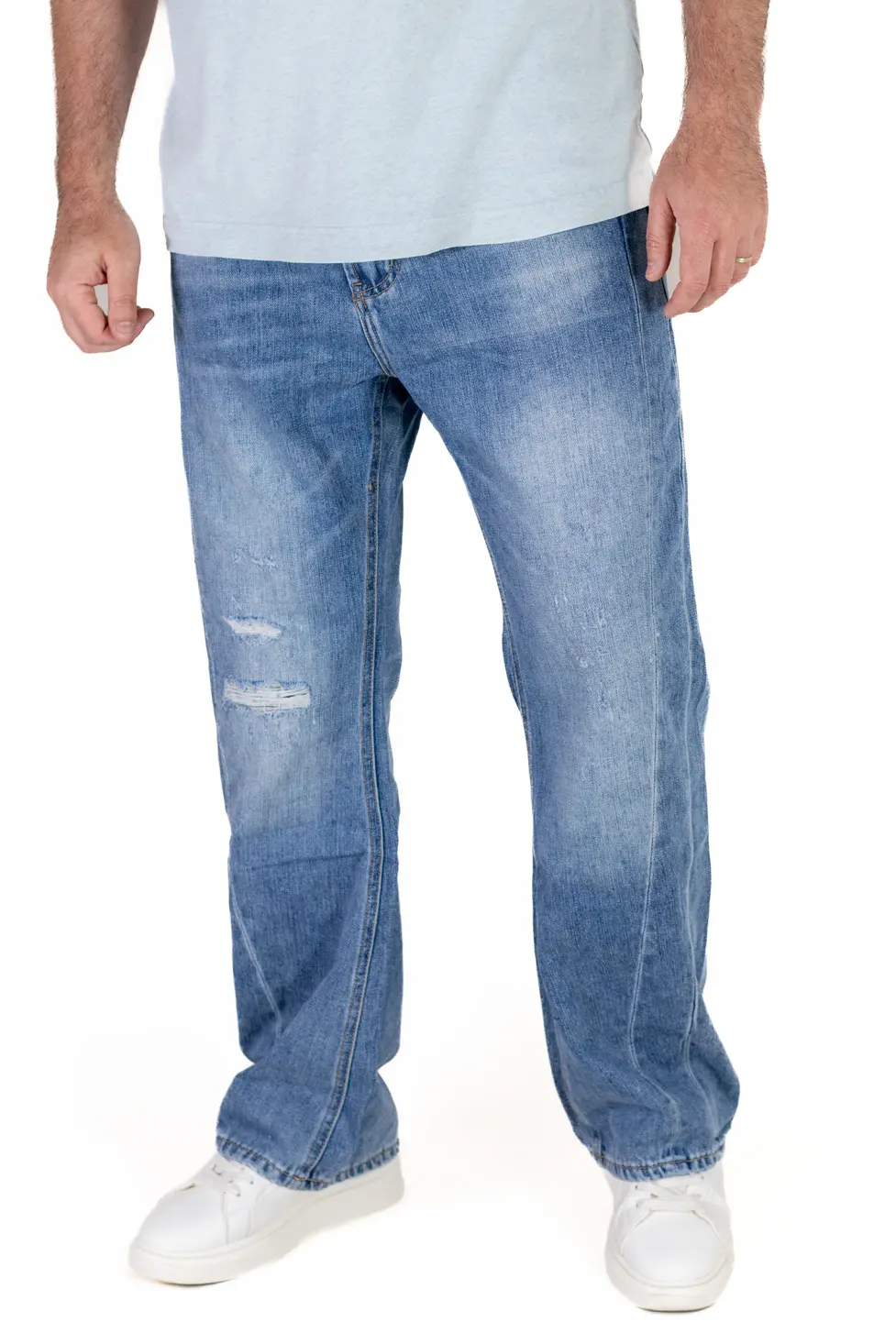 BLUGI - Blugi barbati straight-fit cu detalii ripped