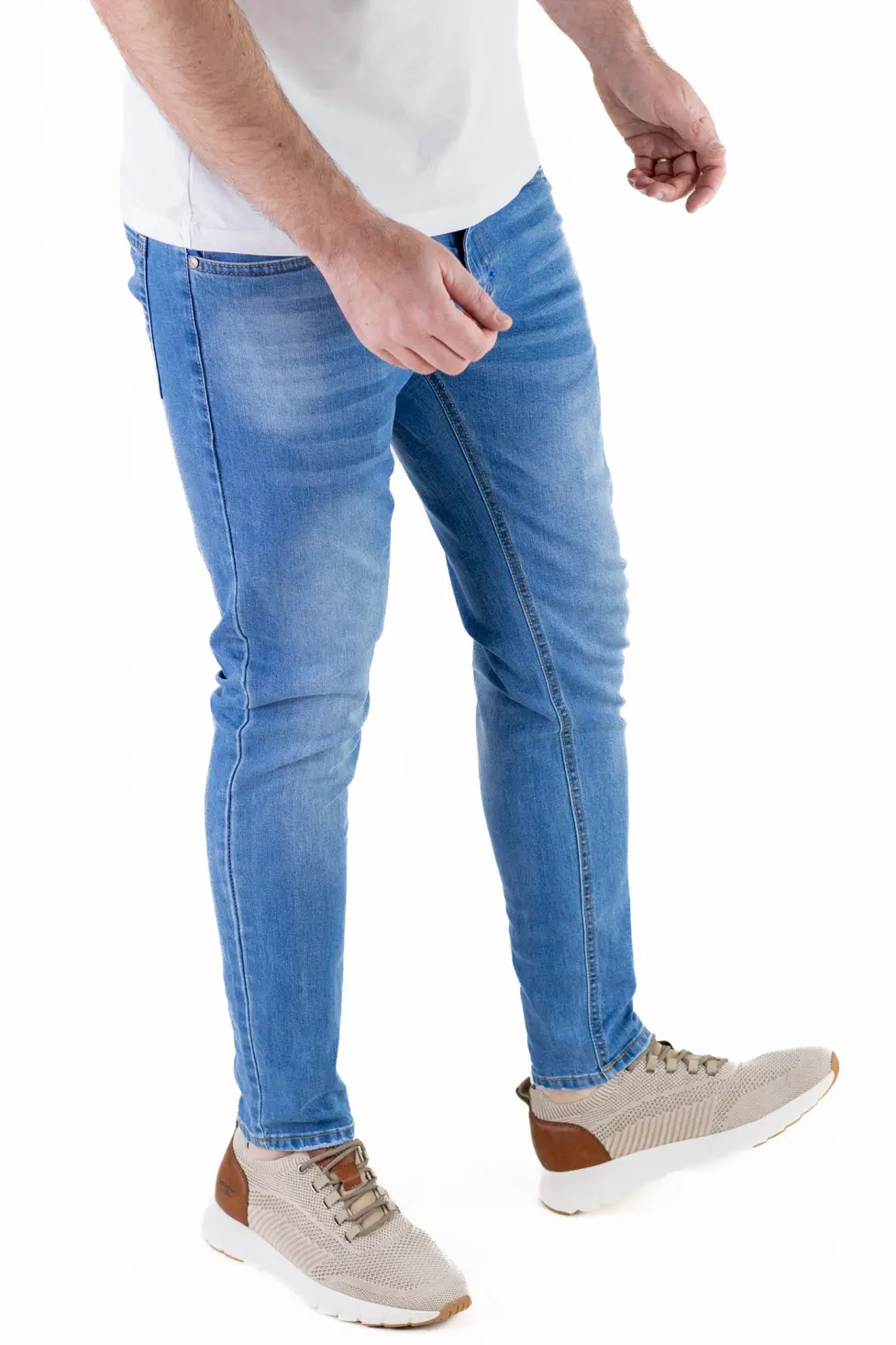 BLUGI - Blugi simpli barbati slim fit – albastru prespalat