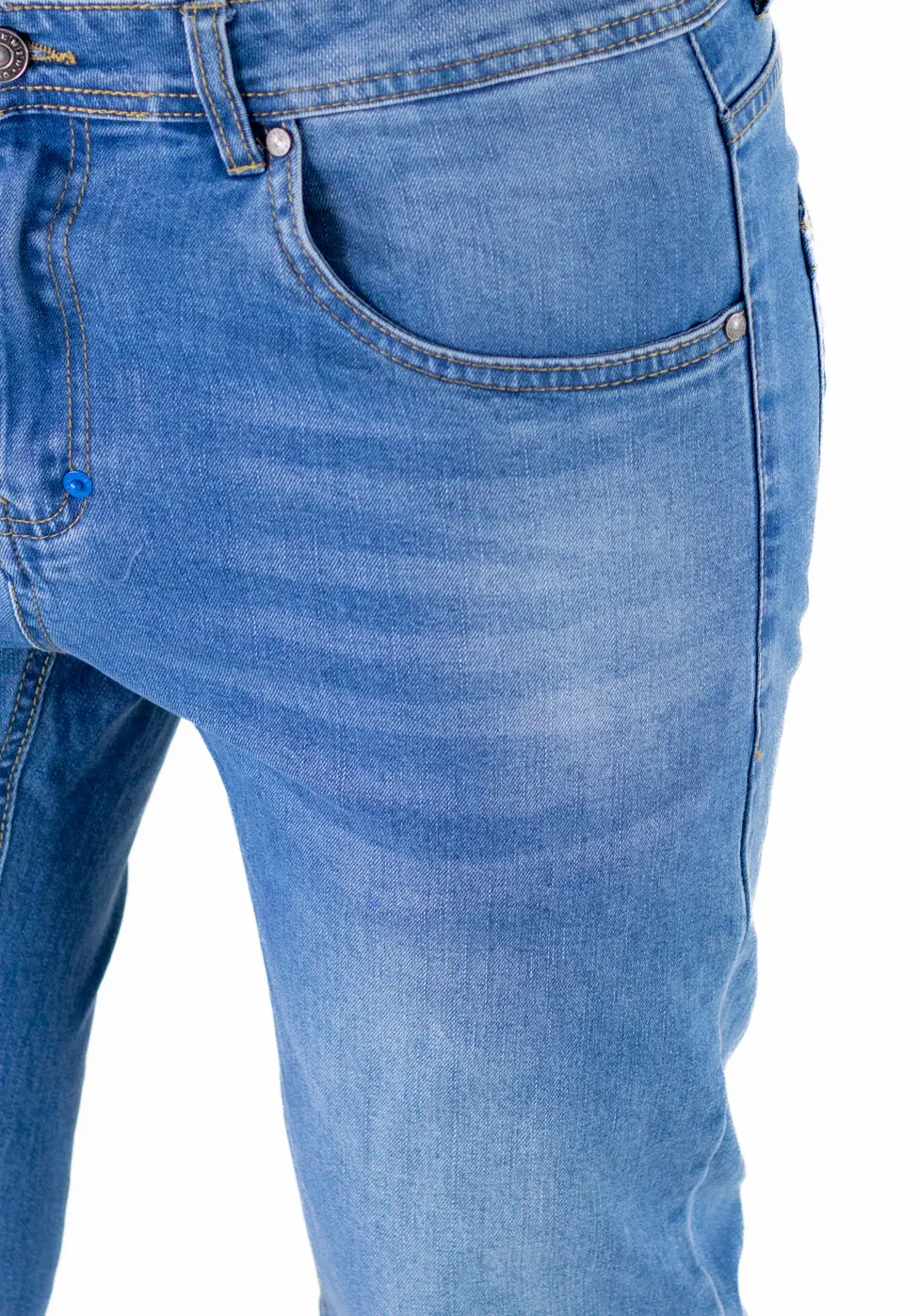 Blugi simpli barbati slim fit – albastru prespalat [1]