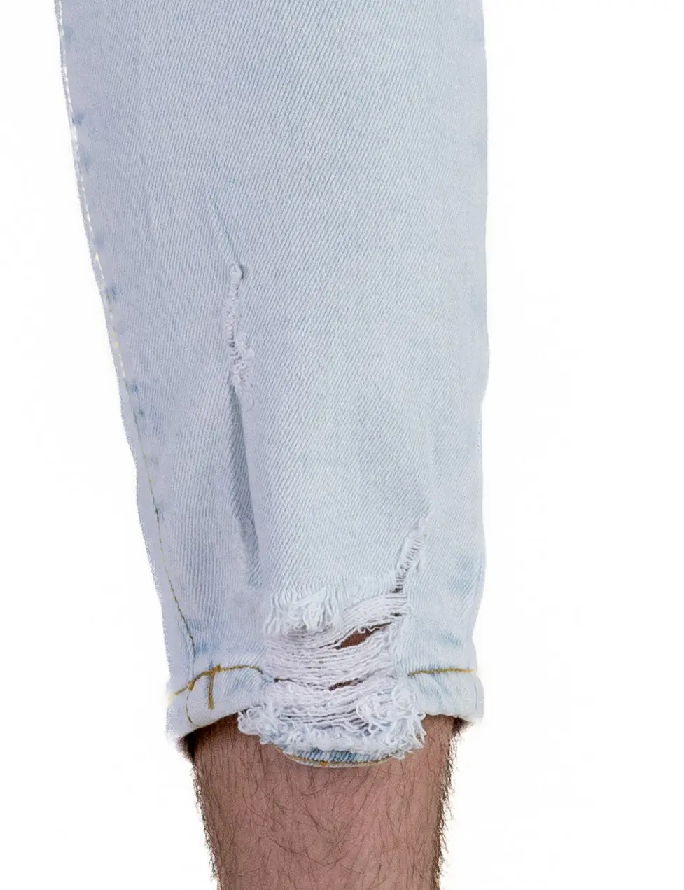 Blugi Bărbați Slim Fit Albastru Deschis (Ice Blue) cu Rupturi și Elastan [4]