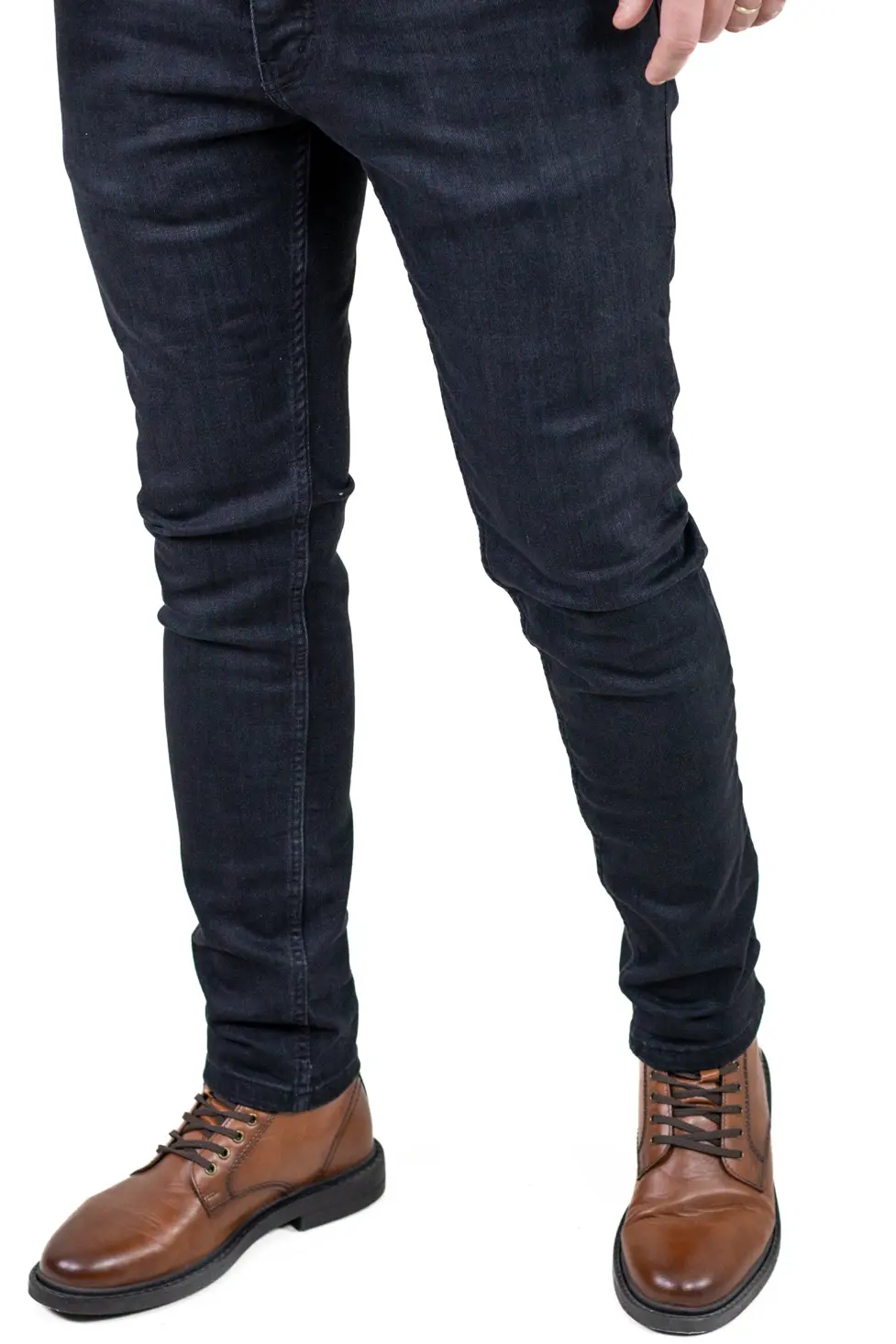 Blugi simpli negri bărbați regular fit, cu efect prespalat [1]