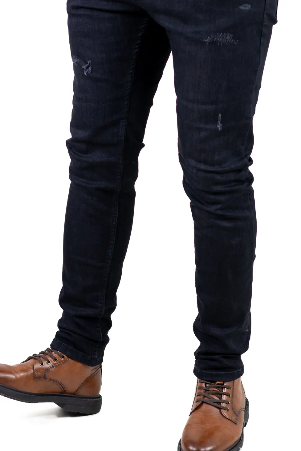 Blugi bărbați regular fit negri cu efect discret de zgârieturi [1]