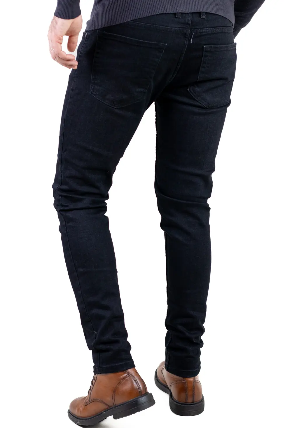 Blugi bărbați regular fit negri cu efect discret de zgârieturi [3]