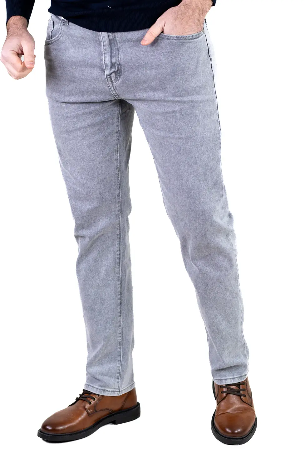 Noutati - Blugi bărbați regular fit, model simplu, gri