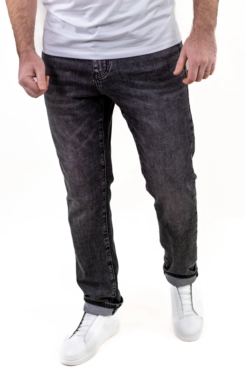 Barbati - Blugi bărbați regular fit – gri antracit wash